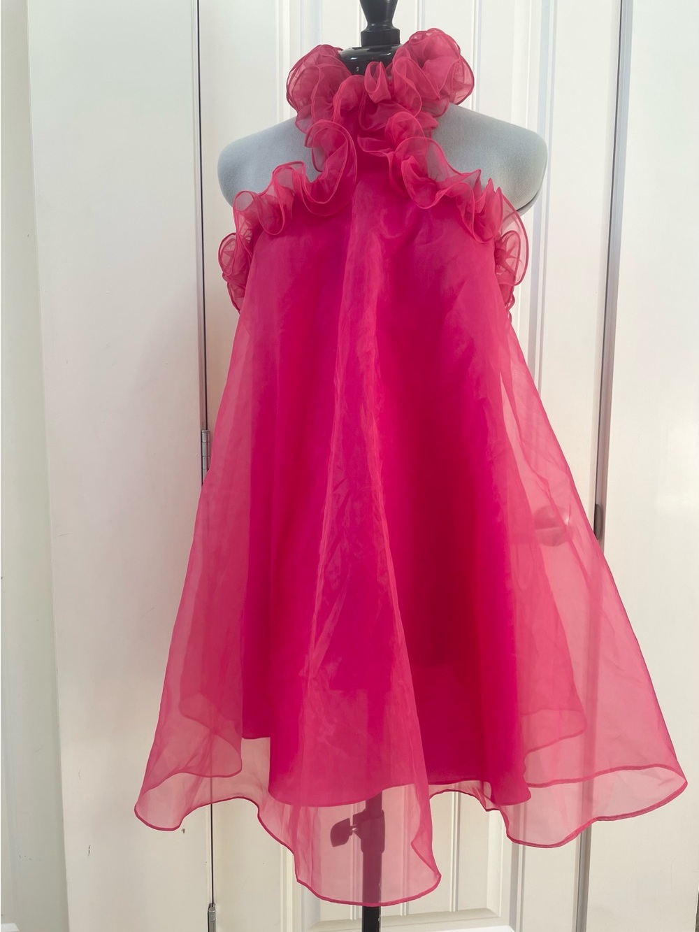 Lovers + Friends Vibrant Hot Pink Ruffle Halter Dress - Picture 1 of 6
